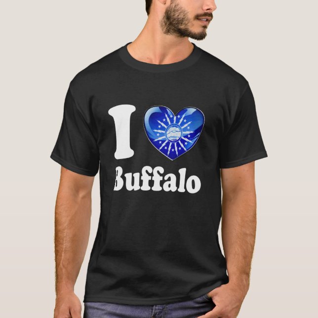 I Love Buffalo Heart 716 Area Code Community Pride T-Shirt (Front)