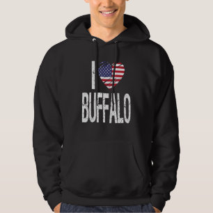I Love Buffalo With American Flag Hoodie
