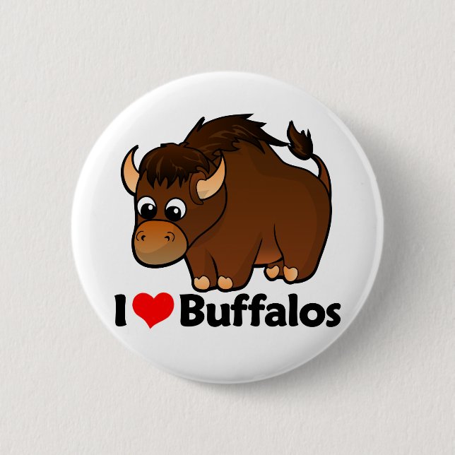 I Love Buffalos Pinback Button (Front)