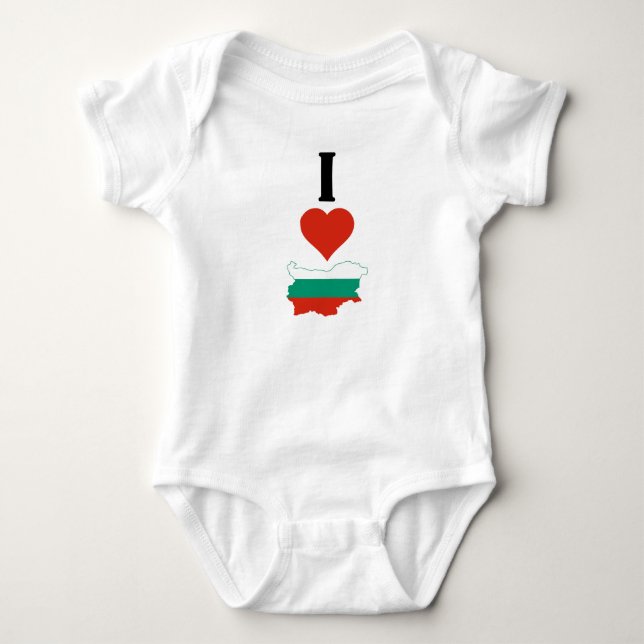I Love Bulgaria Vertical I Heart Country Flag Map Baby Bodysuit (Front)