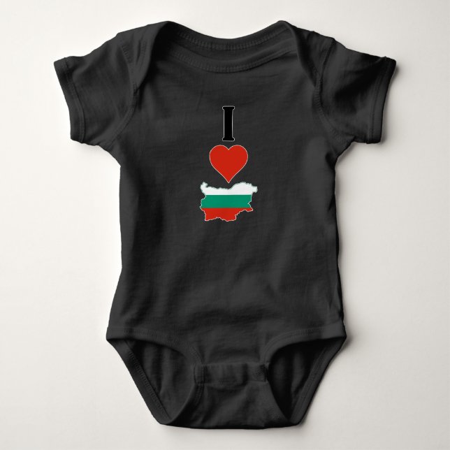 I Love Bulgaria Vertical I Heart Country Flag Map Baby Bodysuit (Front)