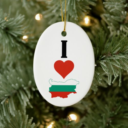 I Love Bulgaria Vertical I Heart Country Flag Map Ceramic Ornament