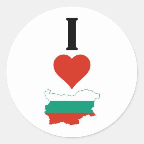 I Love Bulgaria Vertical I Heart Country Flag Map Classic Round Sticker