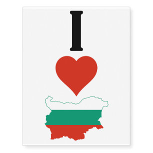 I Love Bulgaria Vertical I Heart Country Flag Map Temporary Tattoos