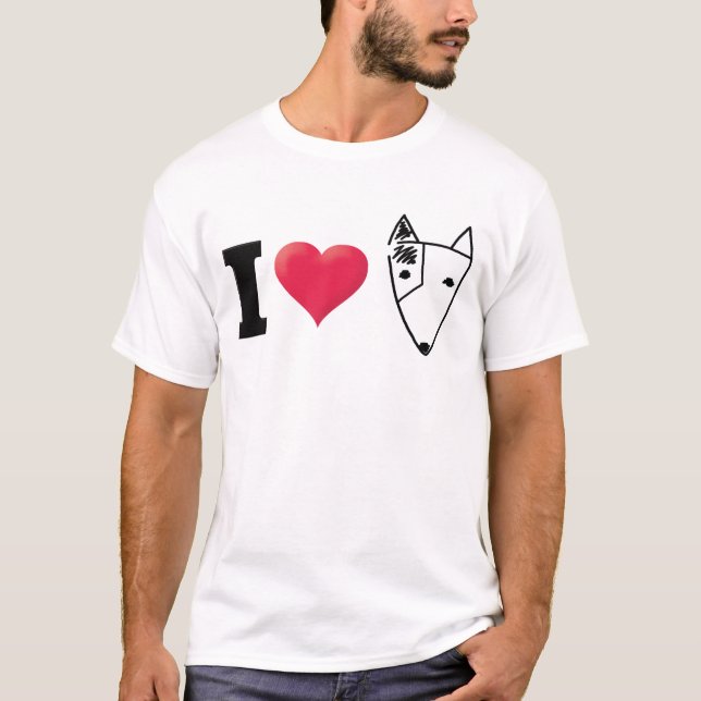 I Love Bull Terrier Black T-Shirt (Front)