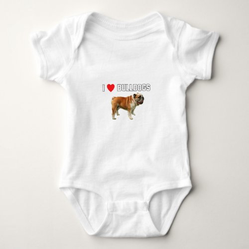 I Love Bulldogs Baby Bodysuit