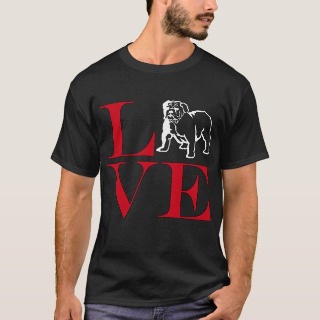 I Love Bulldogs - Dark Colored Tee (Front)
