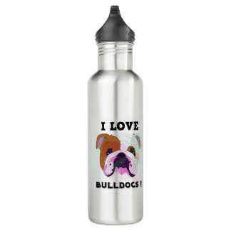 I Love Bulldogs Stainless Steel Water Bottle