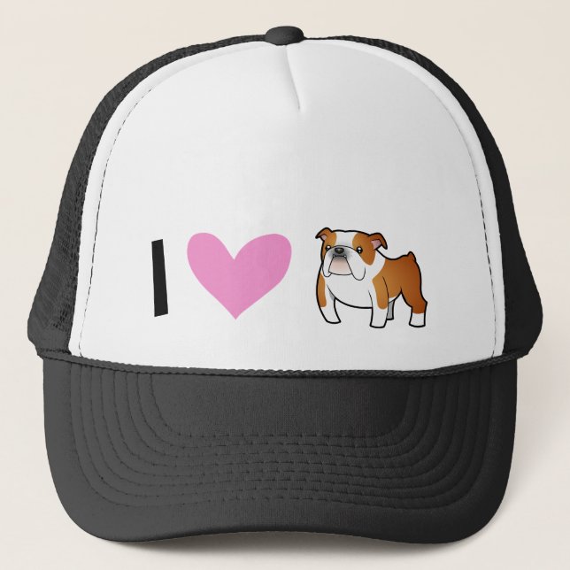 I Love Bulldogs Trucker Hat (Front)