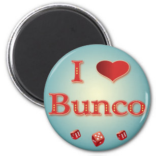 I Love Bunco in Red with red dice Magnet