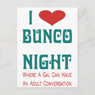 i love bunco night postcard