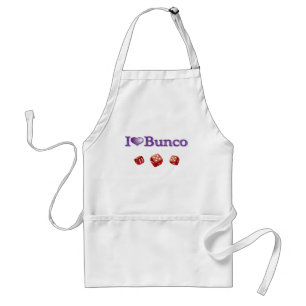 I Love Bunco with Red Dice Adult Apron