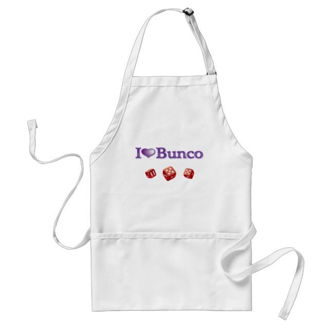 I Love Bunco with Red Dice Adult Apron (Front)