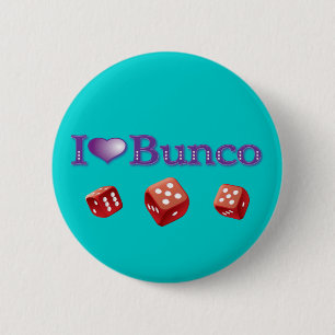 I Love Bunco with Red Dice Button