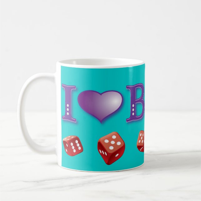 I Love Bunco with Red Dice Coffee Mug (Left)