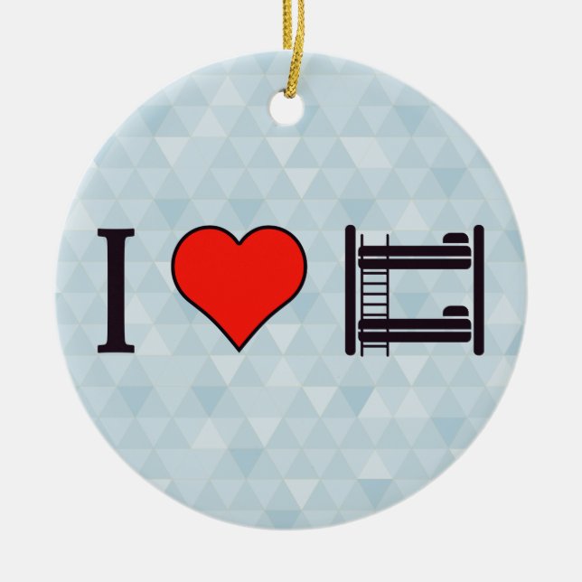I Love Bunk Beds Ceramic Ornament (Front)