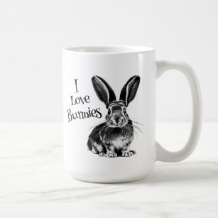 I Love Bunnies Pencil Art Coffee Mug