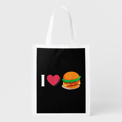 I Love Burger Cheeseburger Unhealthy Eating  Grocery Bag