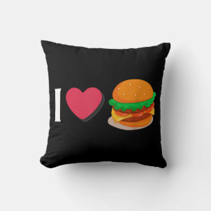 I Love Burger Cheeseburger Unhealthy Eating Throw Pillow