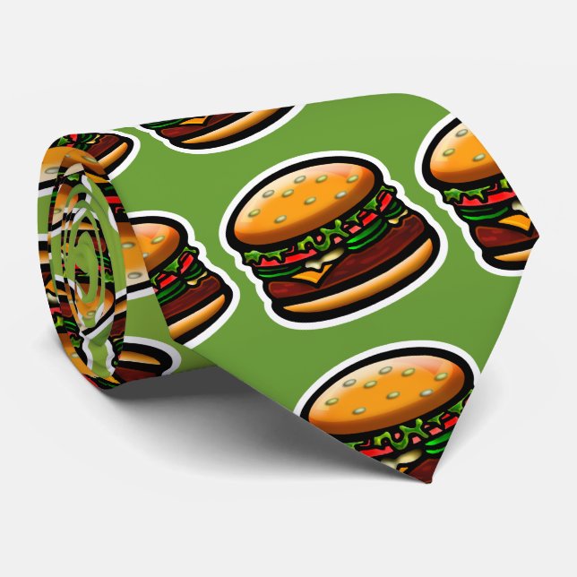 I Love Burgers! Neck Tie (Rolled)