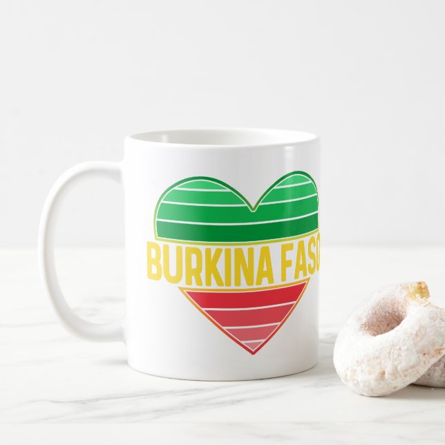 I Love Burkina Faso, Heart Burkinabè Coffee Mug (With Donut)