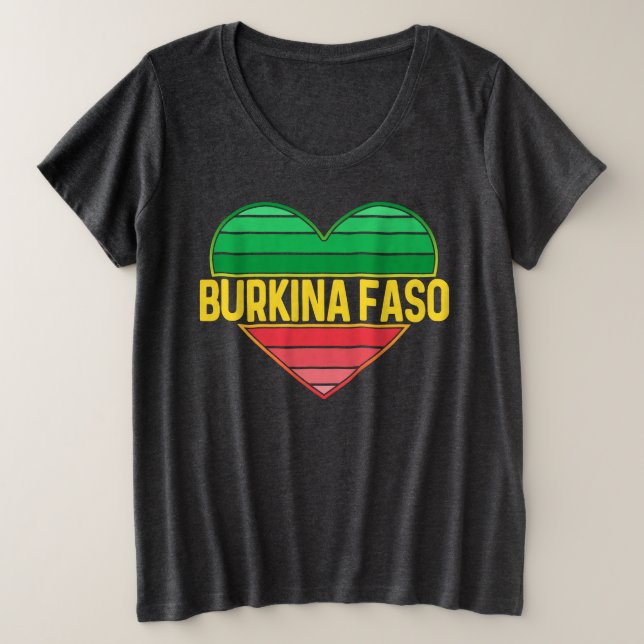 I Love Burkina Faso, Heart Burkinabè Plus Size T-Shirt (Design Front)