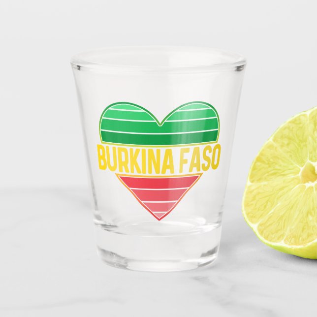 I Love Burkina Faso, Heart Burkinabè Shot Glass (Front)