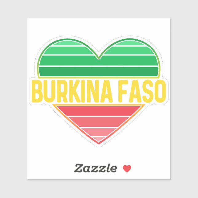 I Love Burkina Faso, Heart Burkinabè  Sticker (Sheet)