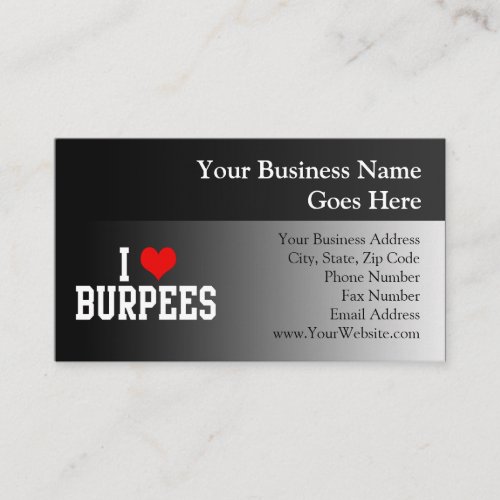 I Love Burpees, Fitness Business Cards