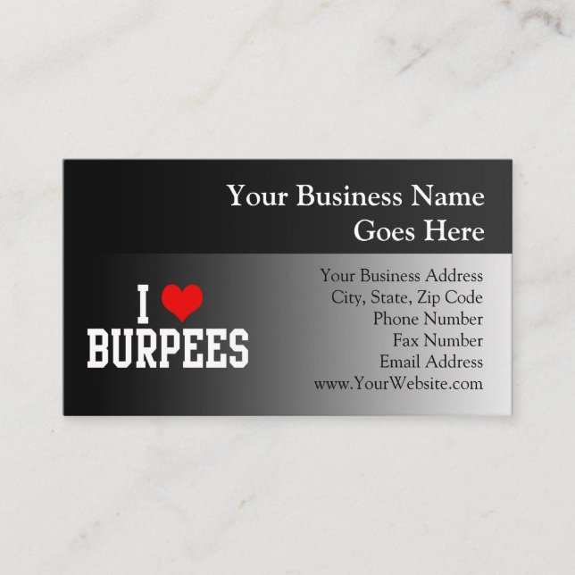 I Love Burpees, Fitness Business Card (Front)