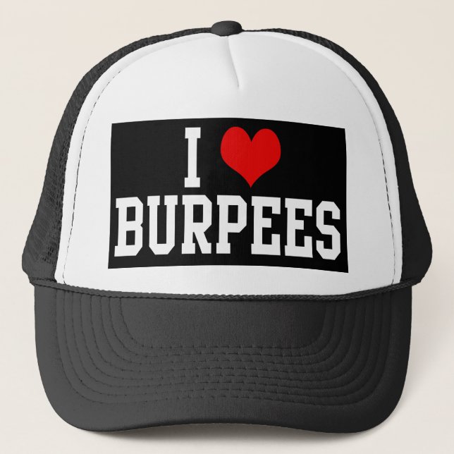 I Love Burpees, Fitness Trucker Hat (Front)