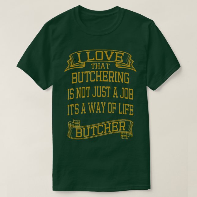 I Love Butchering Vintage Style T-Shirt (Design Front)