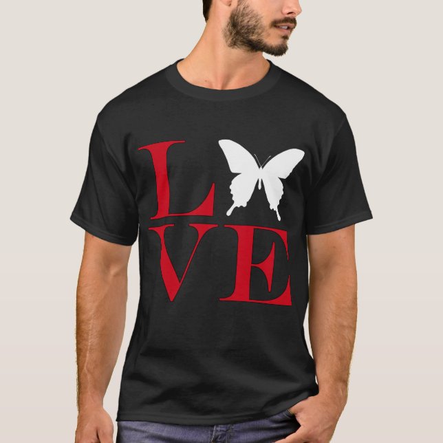 I Love Butterflies - Dark Colored Tee (Front)