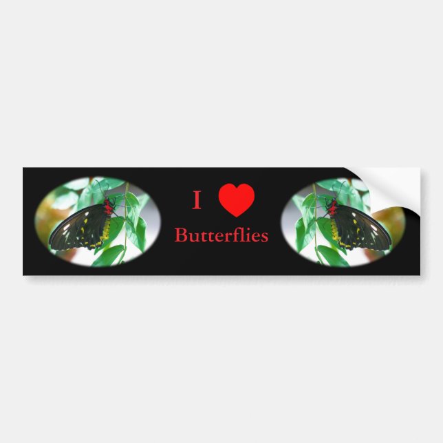 I Love Butterflies Nature  Bumper Sticker (Front)