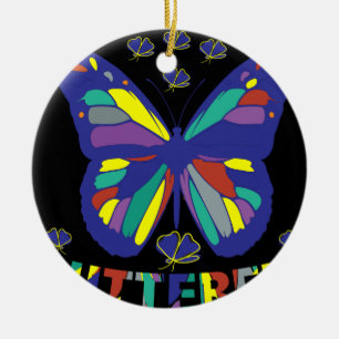 i-love-butterfly-typography-quotes-vintage ceramic ornament