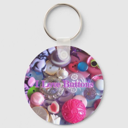 I Love Buttons Keychain