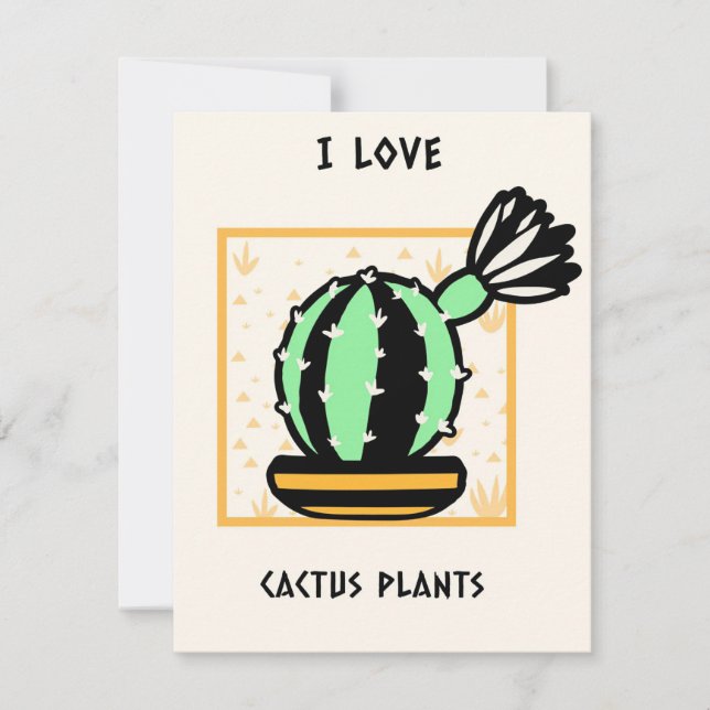 I Love Cactus Plants Thank You Card (Front)