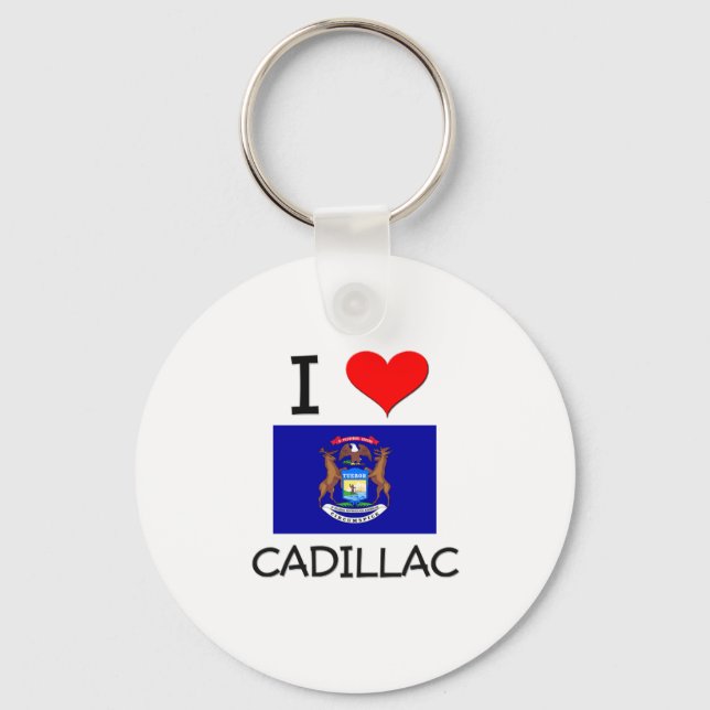 I Love Cadillac Michigan Keychain (Front)