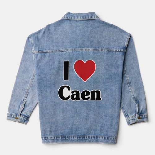 I LOVE CAEN France Europe with Red Love Heart  Denim Jacket