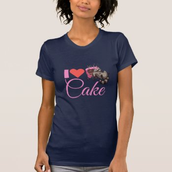 I Love Cake Greedy Cake Eating Raccoon Cartoon T-shirt by NoodleWings at Zazzle