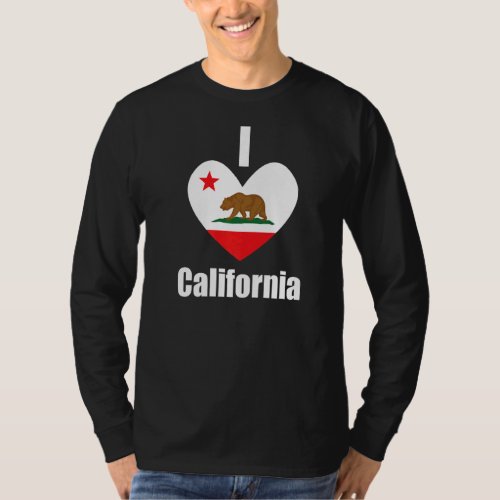 I Love California Bear Heart State Flag T_Shirt