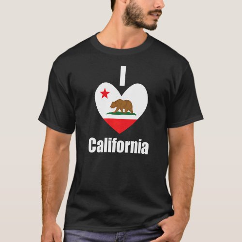 I Love California Bear Heart State Flag T_Shirt
