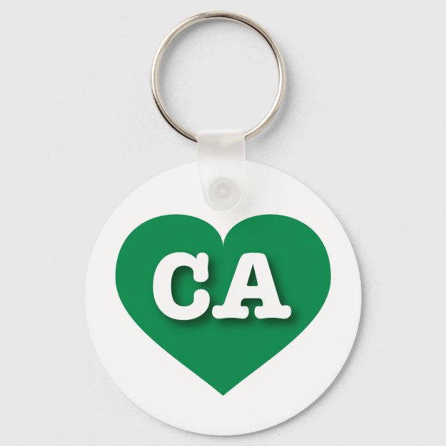 I love California - CA green heart Keychain (Front)
