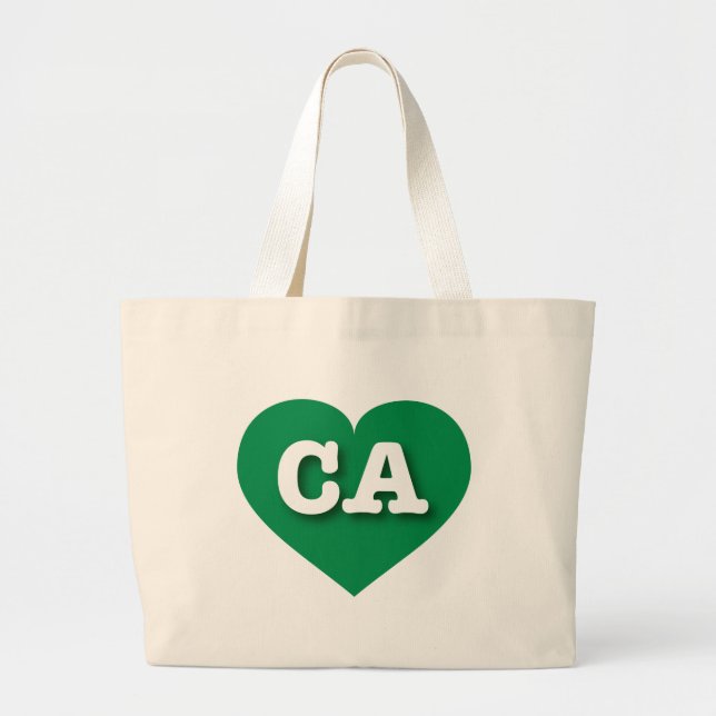 I love California - CA green heart Large Tote Bag (Front)