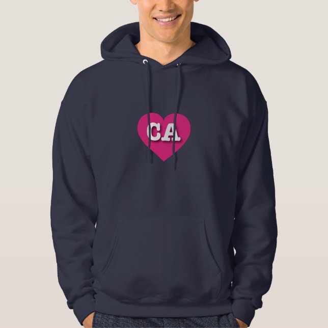 I love California - CA hot pink heart Hoodie (Front)