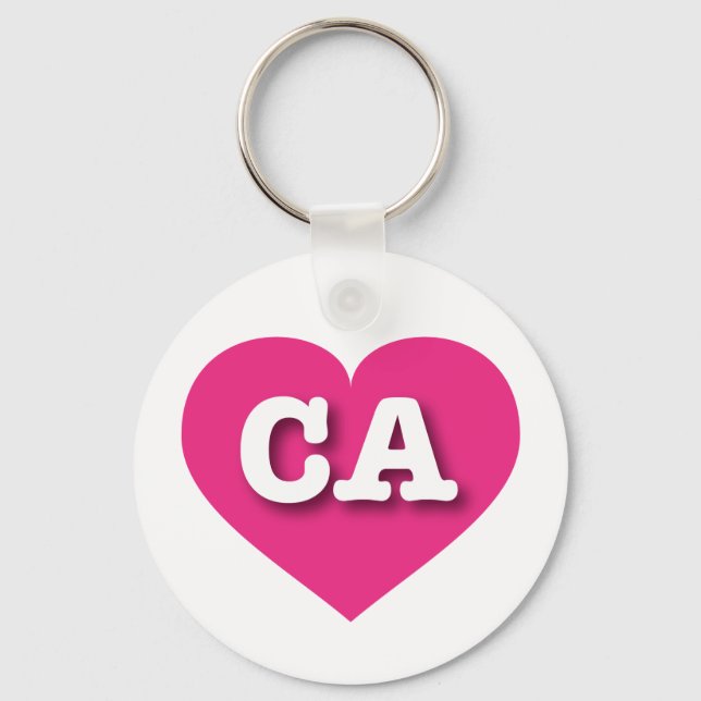 I love California - CA hot pink heart Keychain (Front)