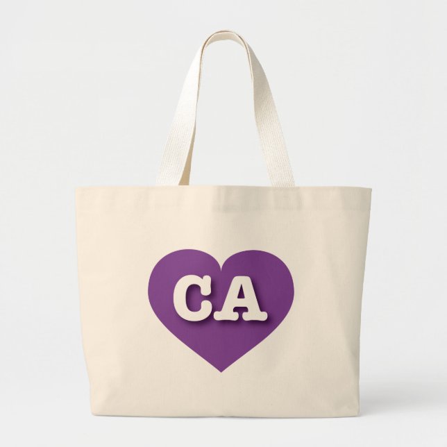 I love California - CA purple heart Large Tote Bag (Front)