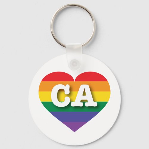 I love California _ Gay Pride Rainbow Heart Keychain