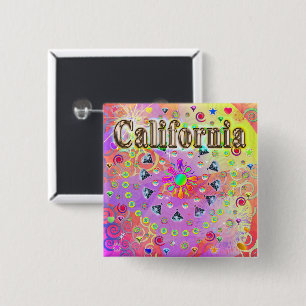I LOVE California Lucky Golden Button
