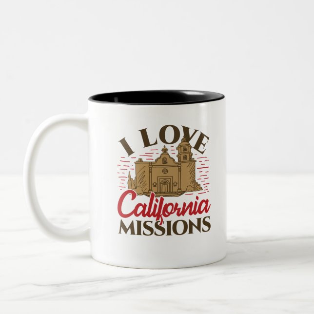 I Love California Missions Two-Tone Coffee Mug (Left)